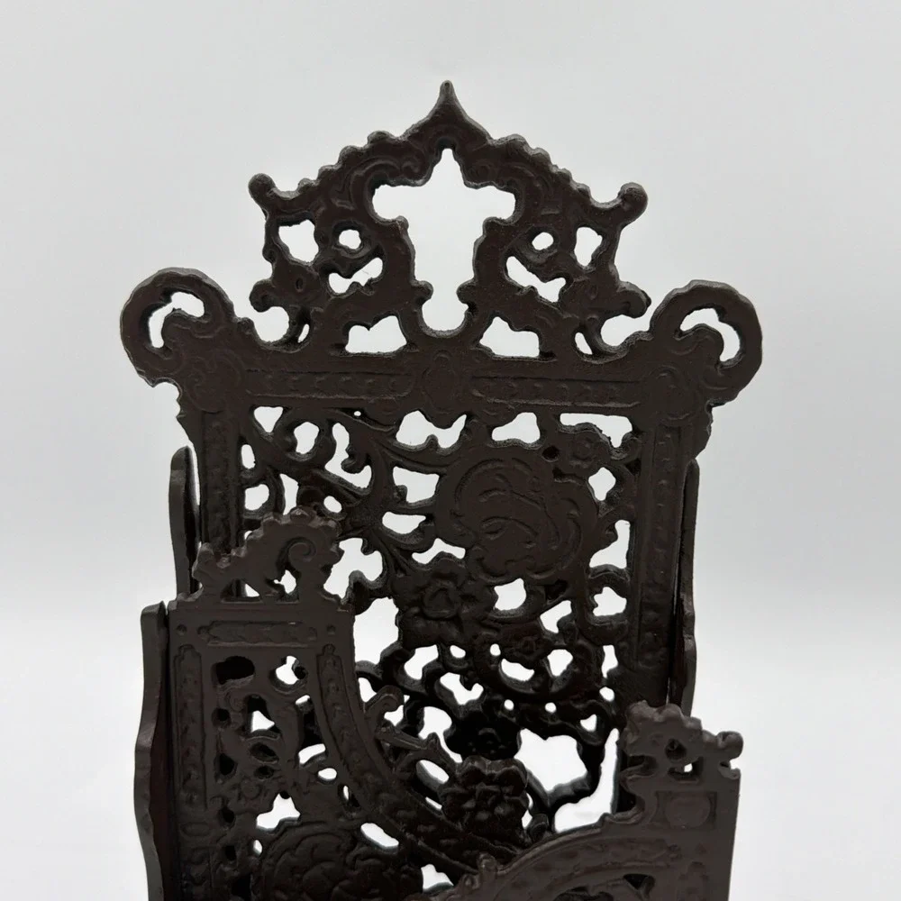 Vintage Cast Iron Ornate Filigree Letter Mail Holder Desk Organizer
